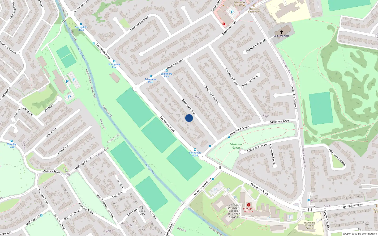 Overhead map showing the location of 21 Edenmore Drive, Dublin 5