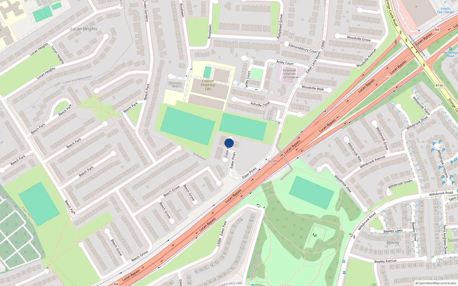 Overhead map showing the location of 21 Esker Pines, Lucan