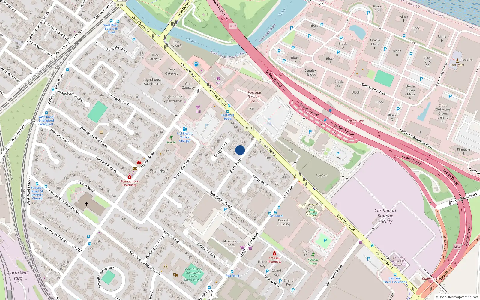 Overhead map showing the location of 21 Forth Road, Dublin 3