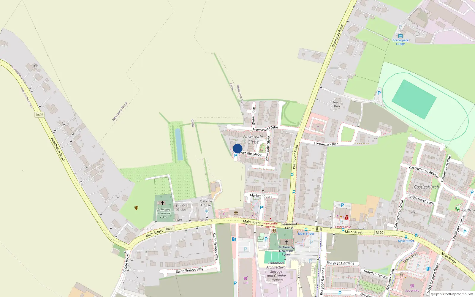 Overhead map showing the location of 21 Glebe Square, Newcastle North
