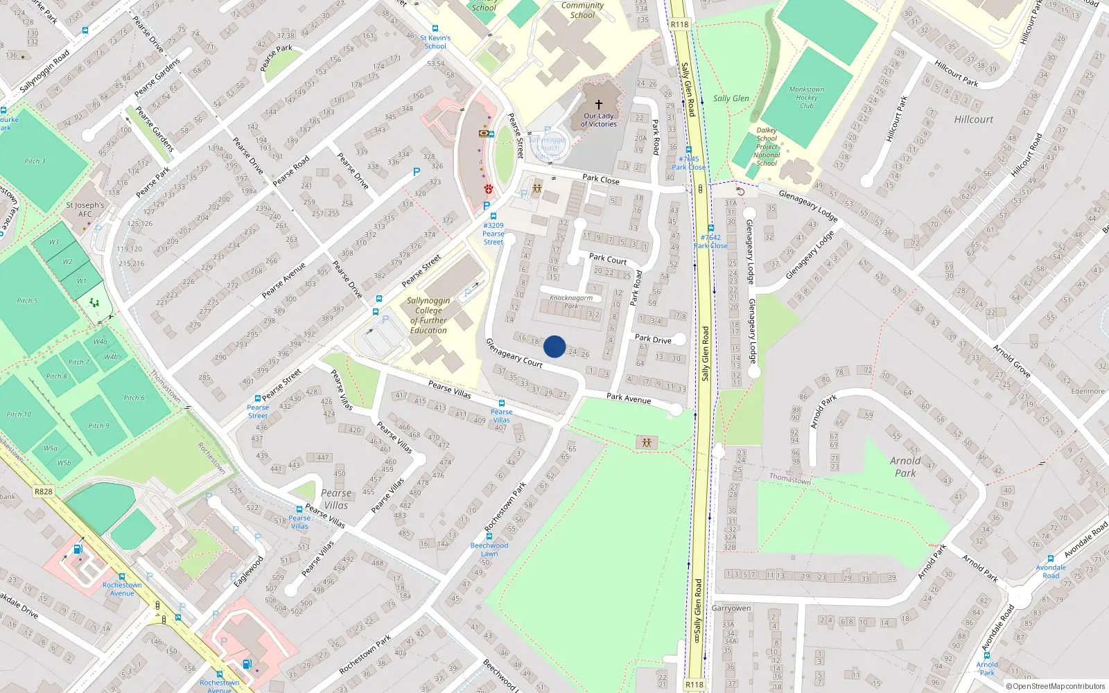 Overhead map showing the location of 21 Glenageary Court, Dun Laoghaire, Dublin