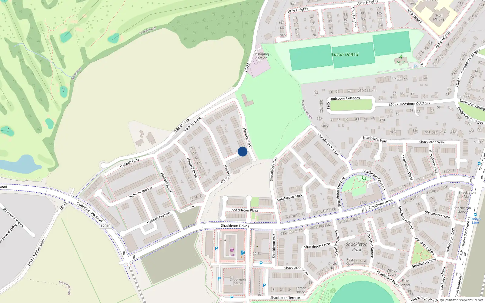Overhead map showing the location of 21 Hallwell Park, Tobermaclugg