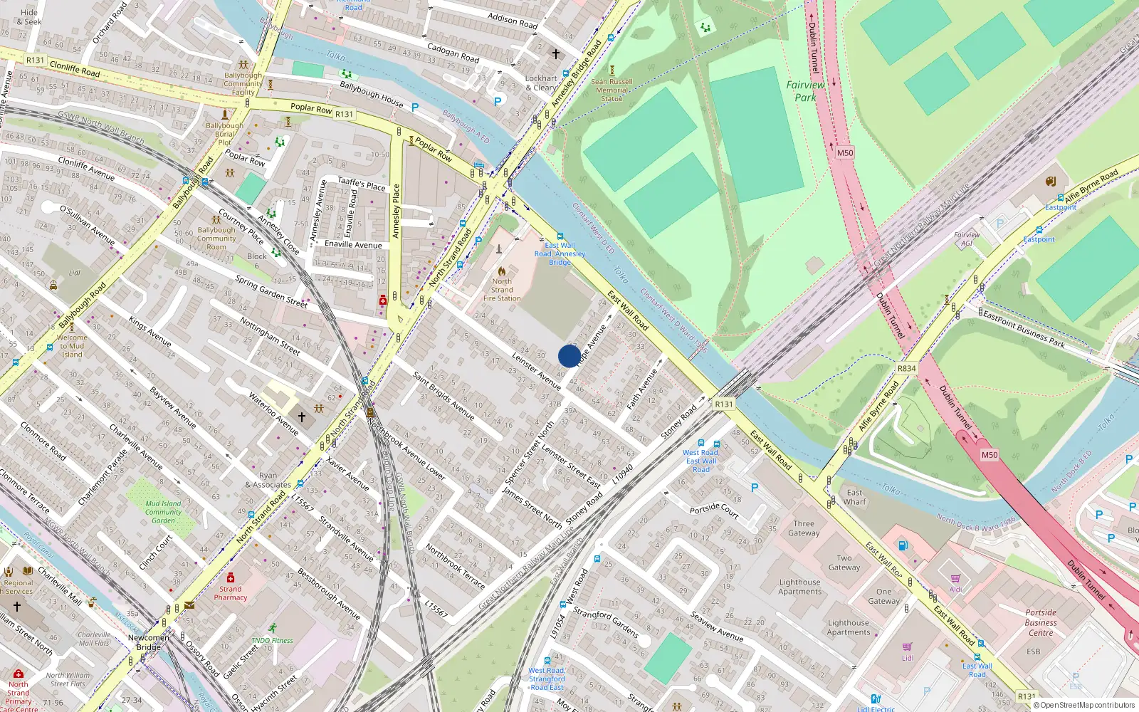 Overhead map showing the location of 21 Hope Avenue, North Strand