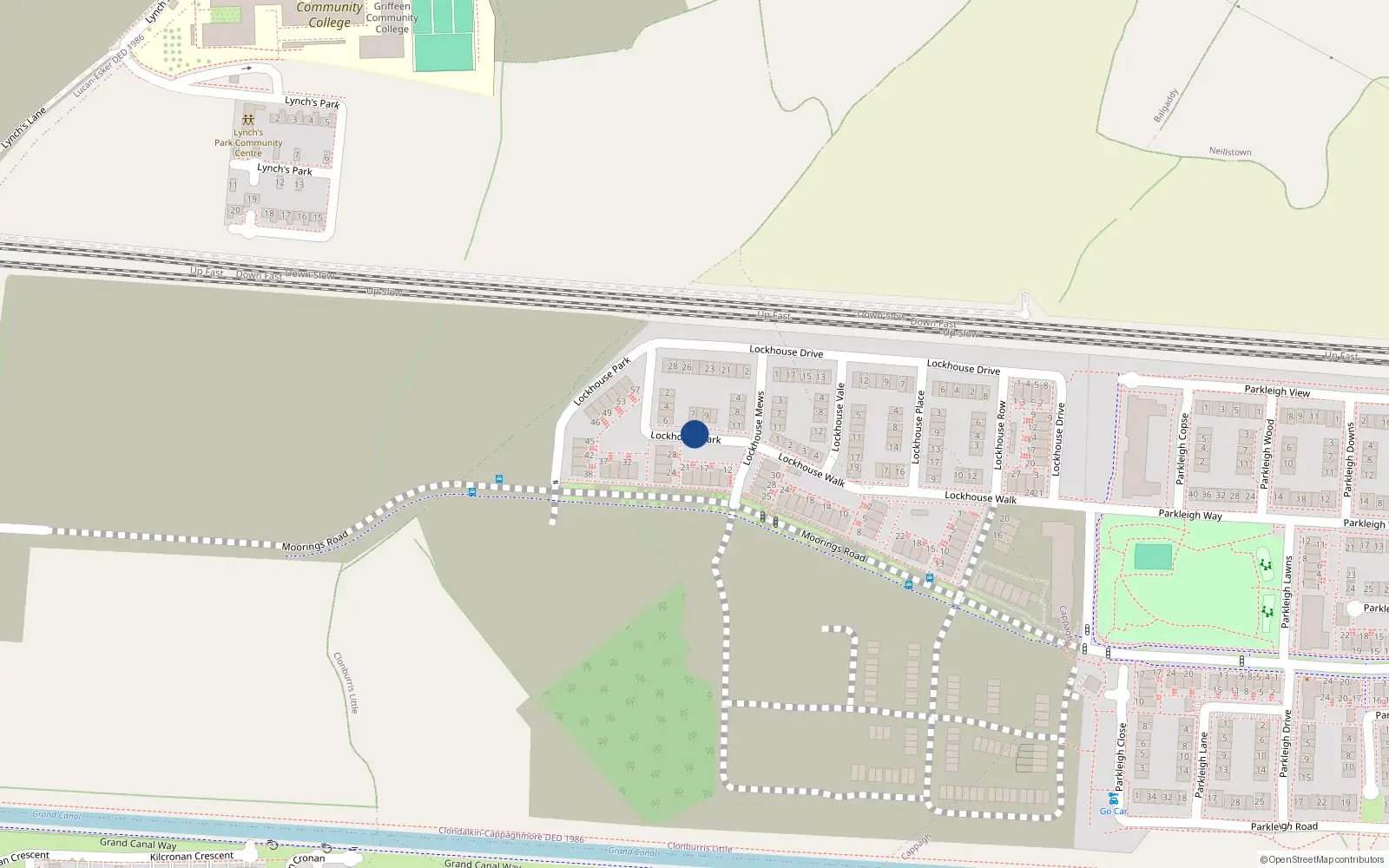 Overhead map showing the location of 21 Lockhouse Park, Clonburris Little