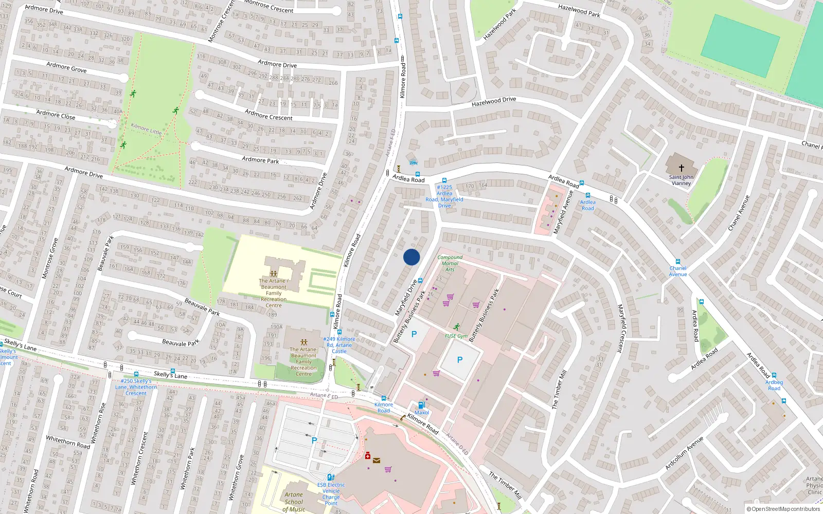 Overhead map showing the location of 21 Maryfield Drive, Dublin 5