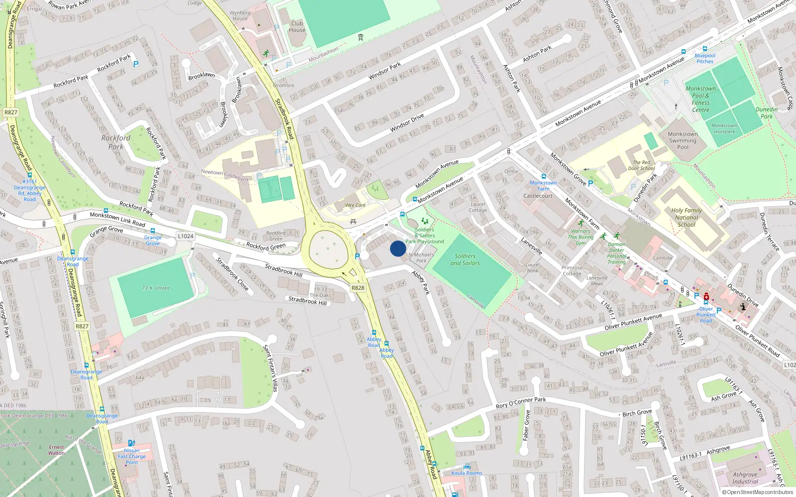 Overhead map showing the location of 21 Monkstown Square, Monkstown Avenue, Monkstown