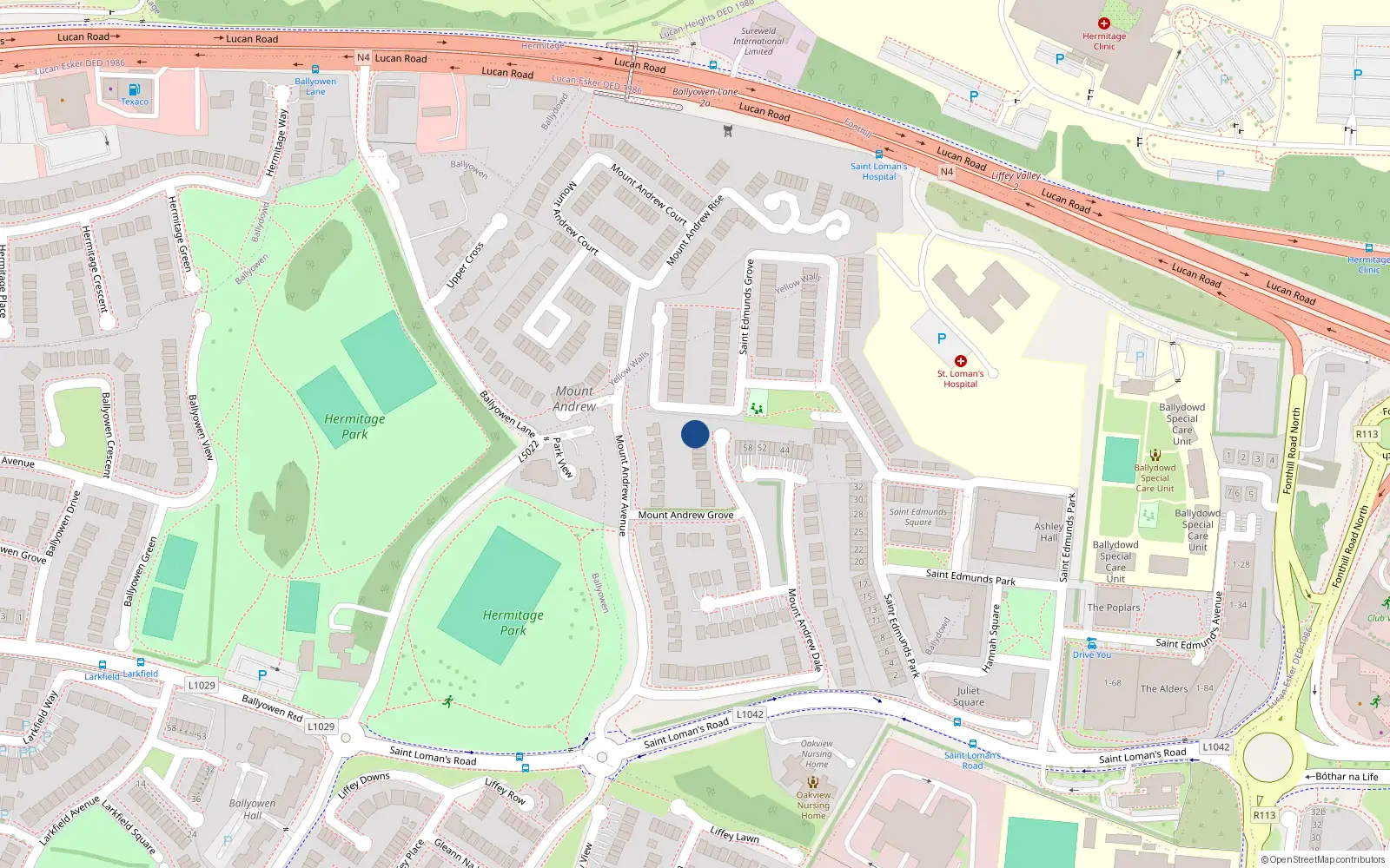 Overhead map showing the location of 21 Mount Andrew Grove, Lucan