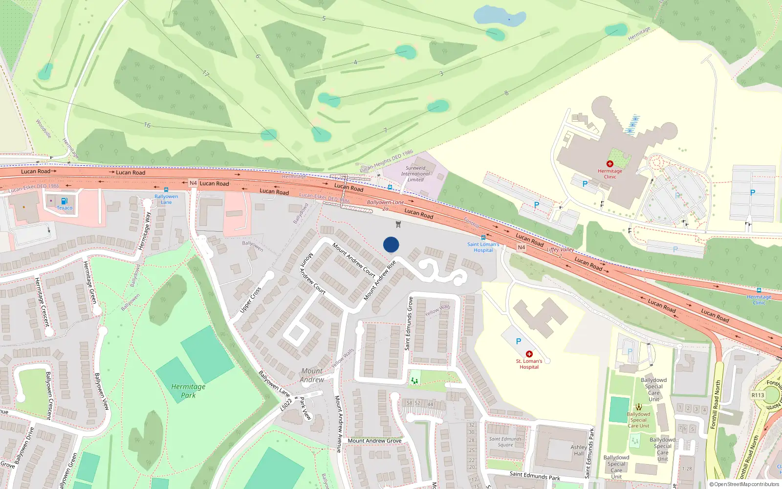 Overhead map showing the location of 21 Mount Andrew Rise, Lucan, Dublin