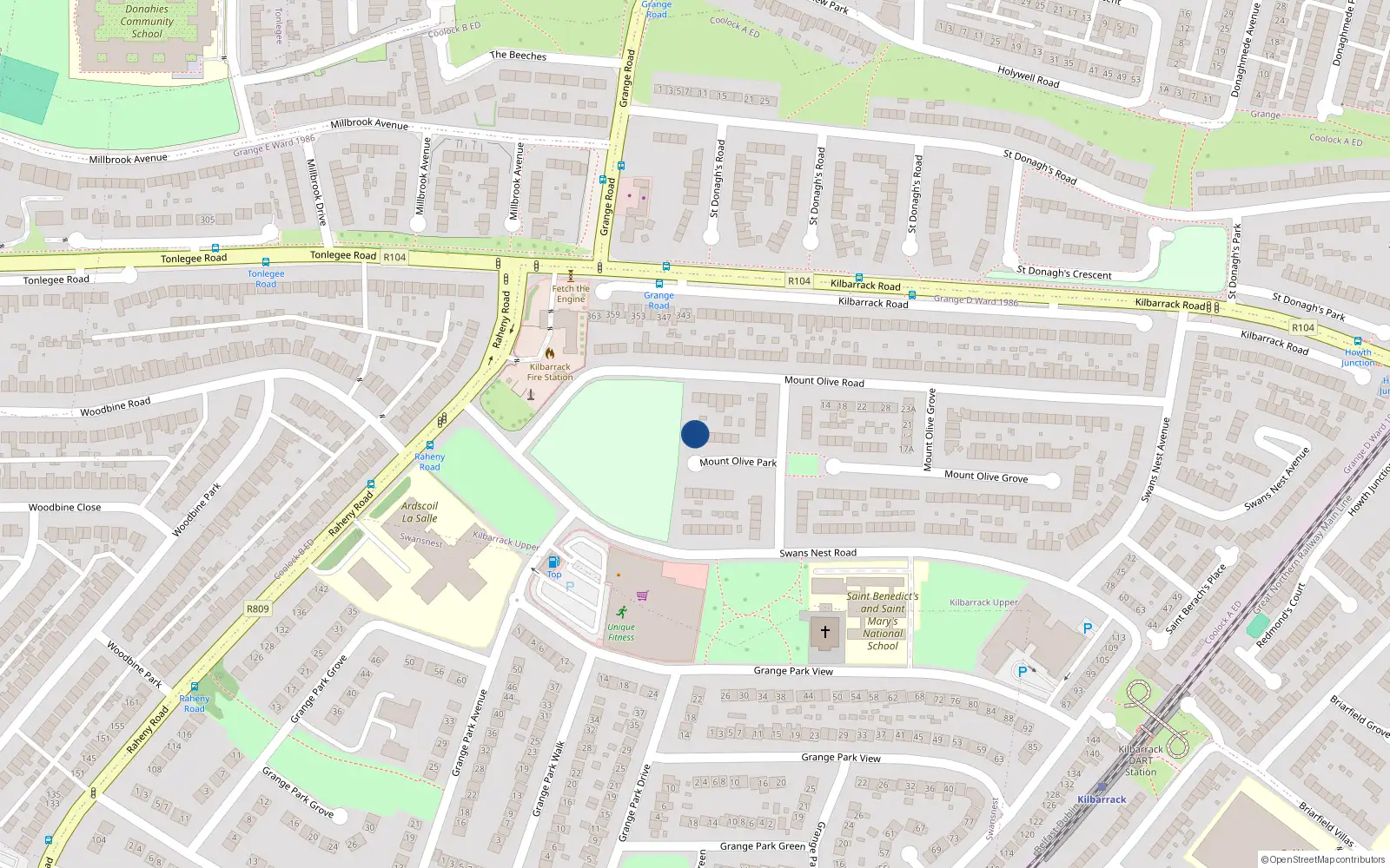 Overhead map showing the location of 21 Mount Olive Park, Dublin 5