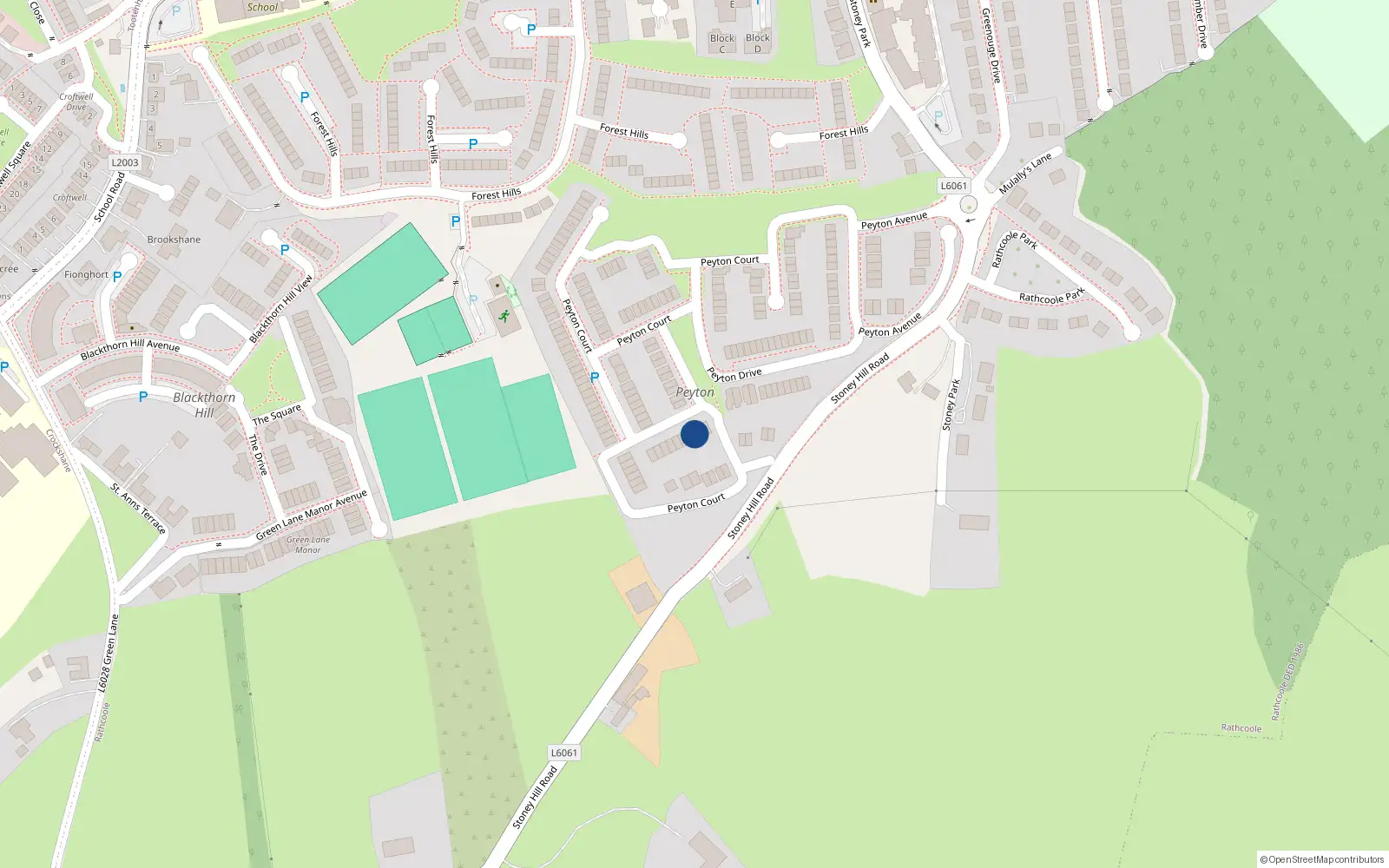 Overhead map showing the location of 21 Peyton Square, Rathcoole