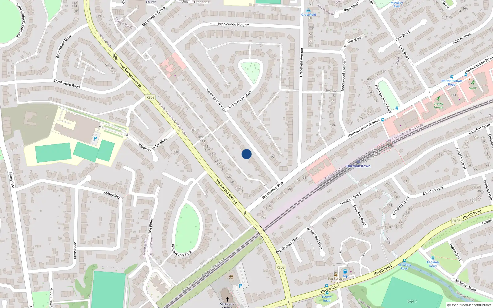 Overhead map showing the location of 21 Rosemount Avenue, Artane, Dublin 5