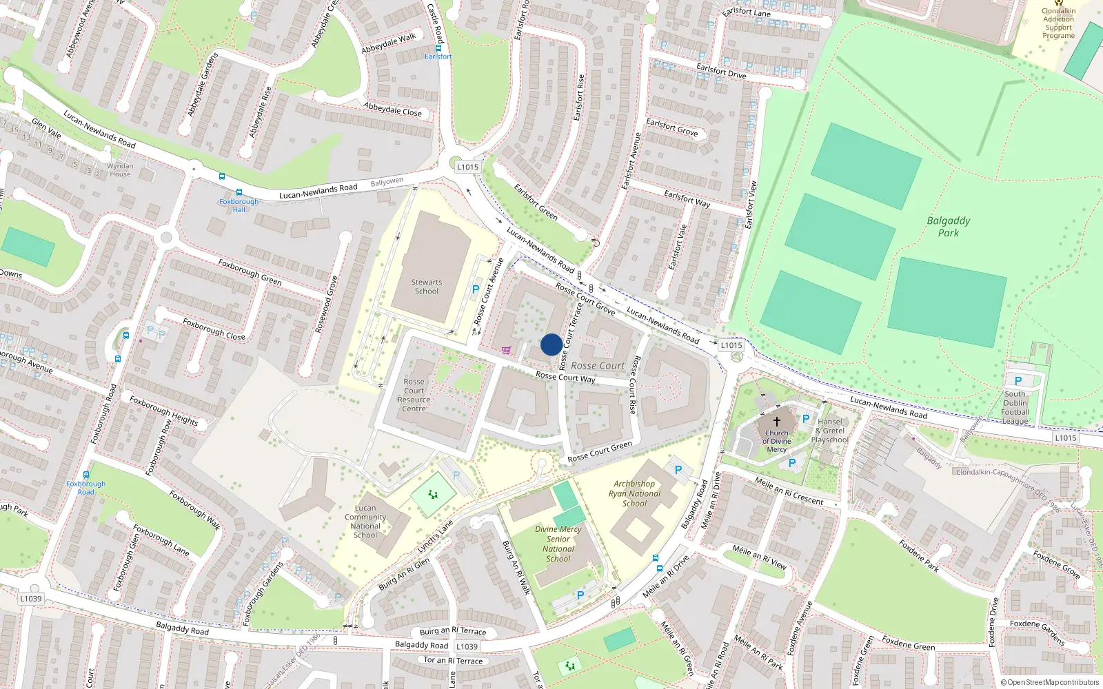 Overhead map showing the location of 21 Rosse Court Terrace, Balgaddy, Lucan