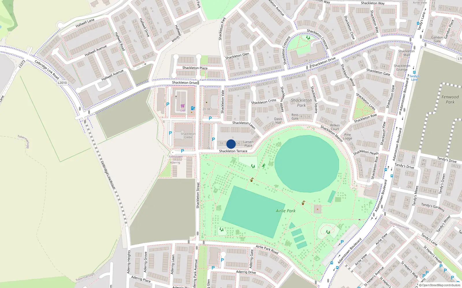 Overhead map showing the location of 21 Shackleton Terrace, Lucan