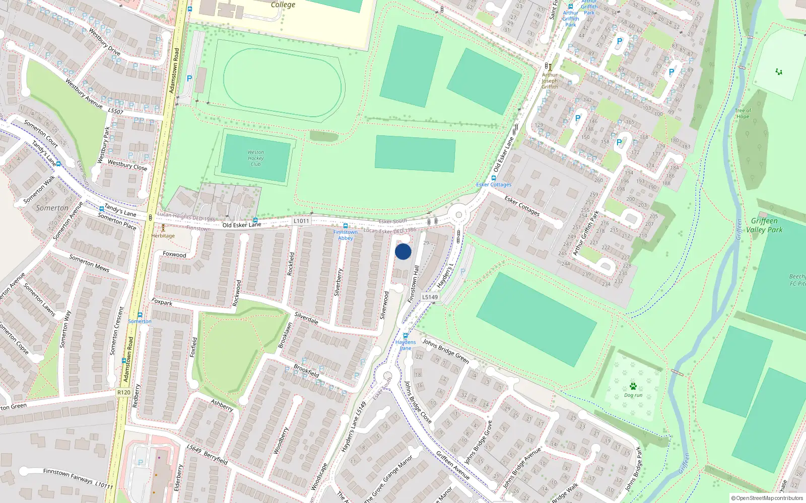 Overhead map showing the location of 21 Silverwood, Finnstown Abbey, Lucan