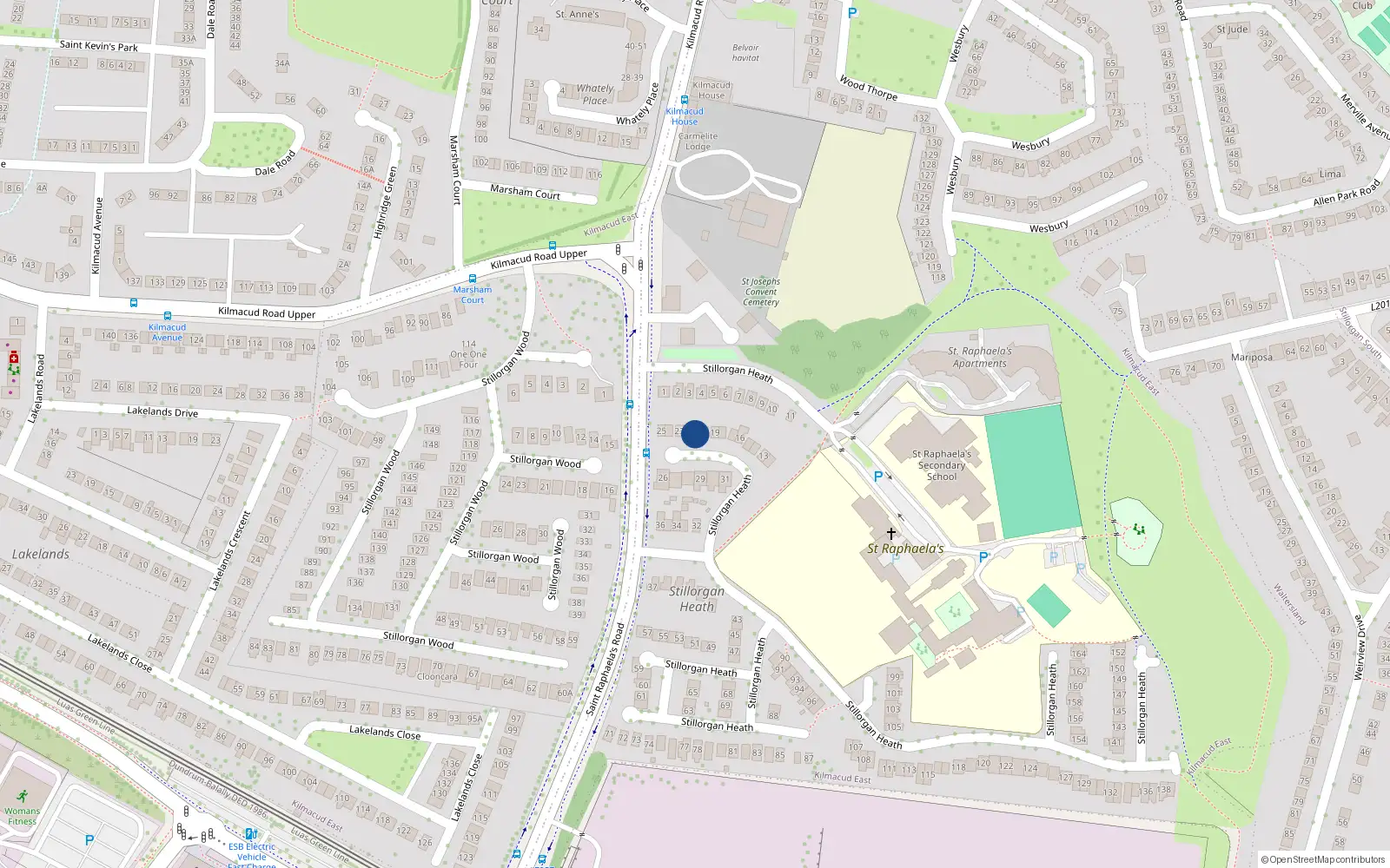 Overhead map showing the location of 21 Stillorgan Heath, Stillorgan, Co Dublin