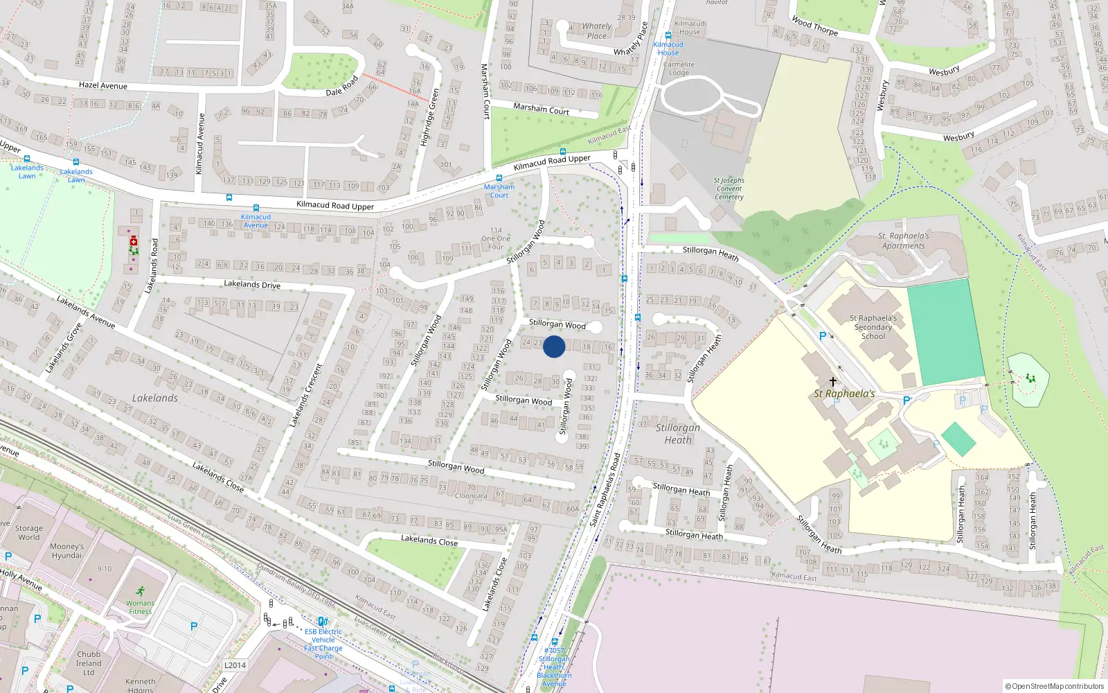 Overhead map showing the location of 21 Stillorgan Wood, Stillorgan