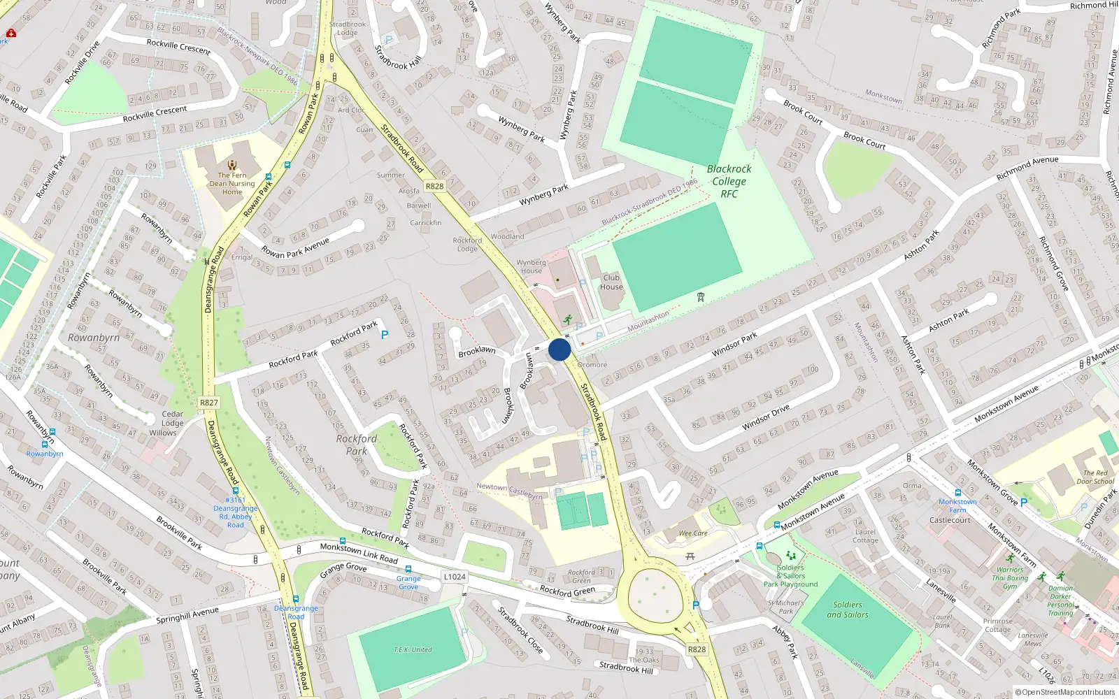Overhead map showing the location of 21 Stradbrook Road, County Dublin
