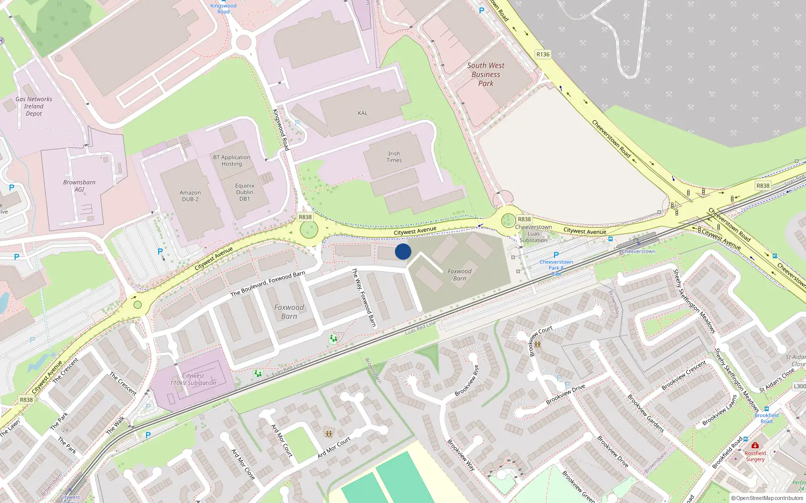 Overhead map showing the location of 21 The Avenue, Saggart