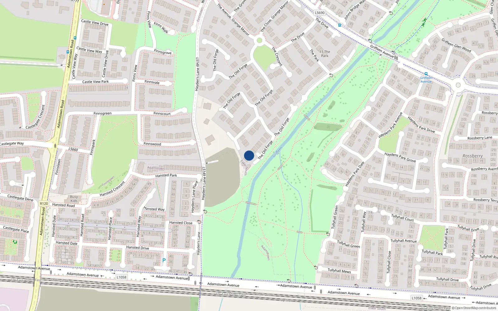 Overhead map showing the location of 21 the Old Forge, Lucan, Dublin