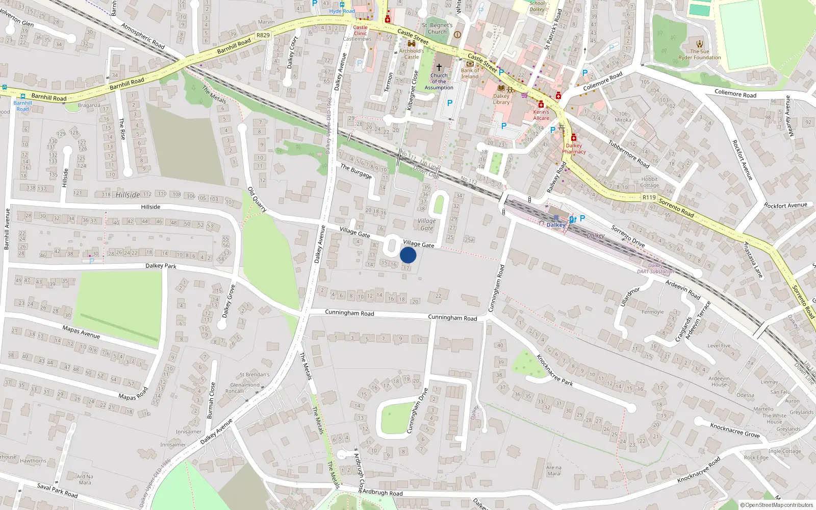 Overhead map showing the location of 21 Village Gate, Dublin