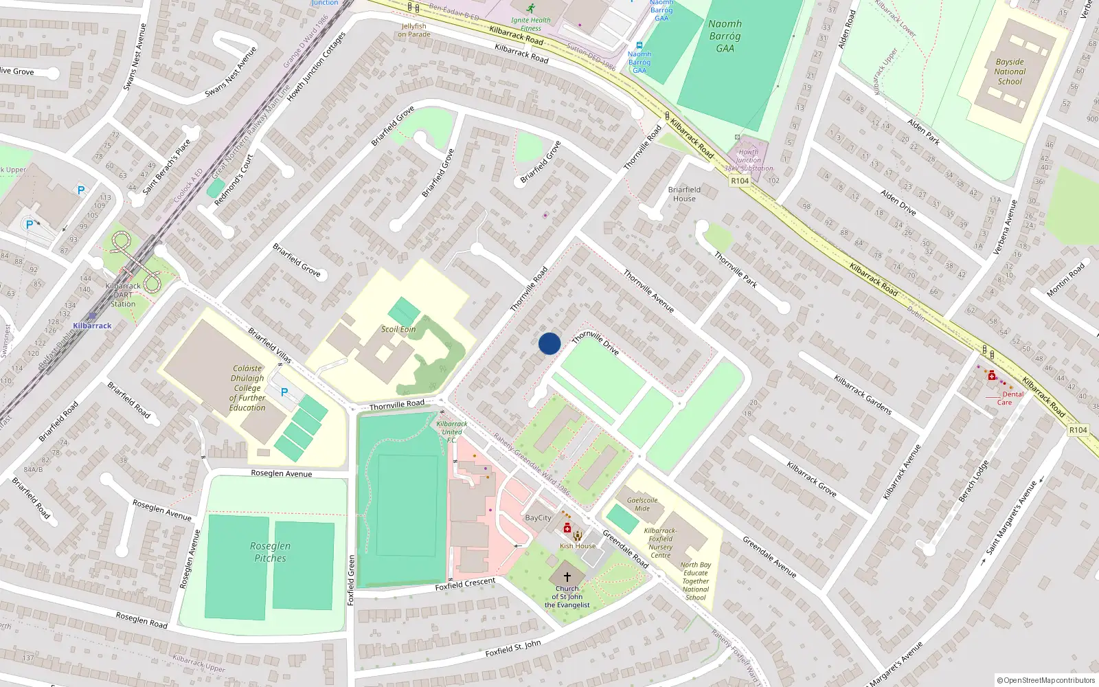 Overhead map showing the location of 21 Thornville Drive, Dublin 5