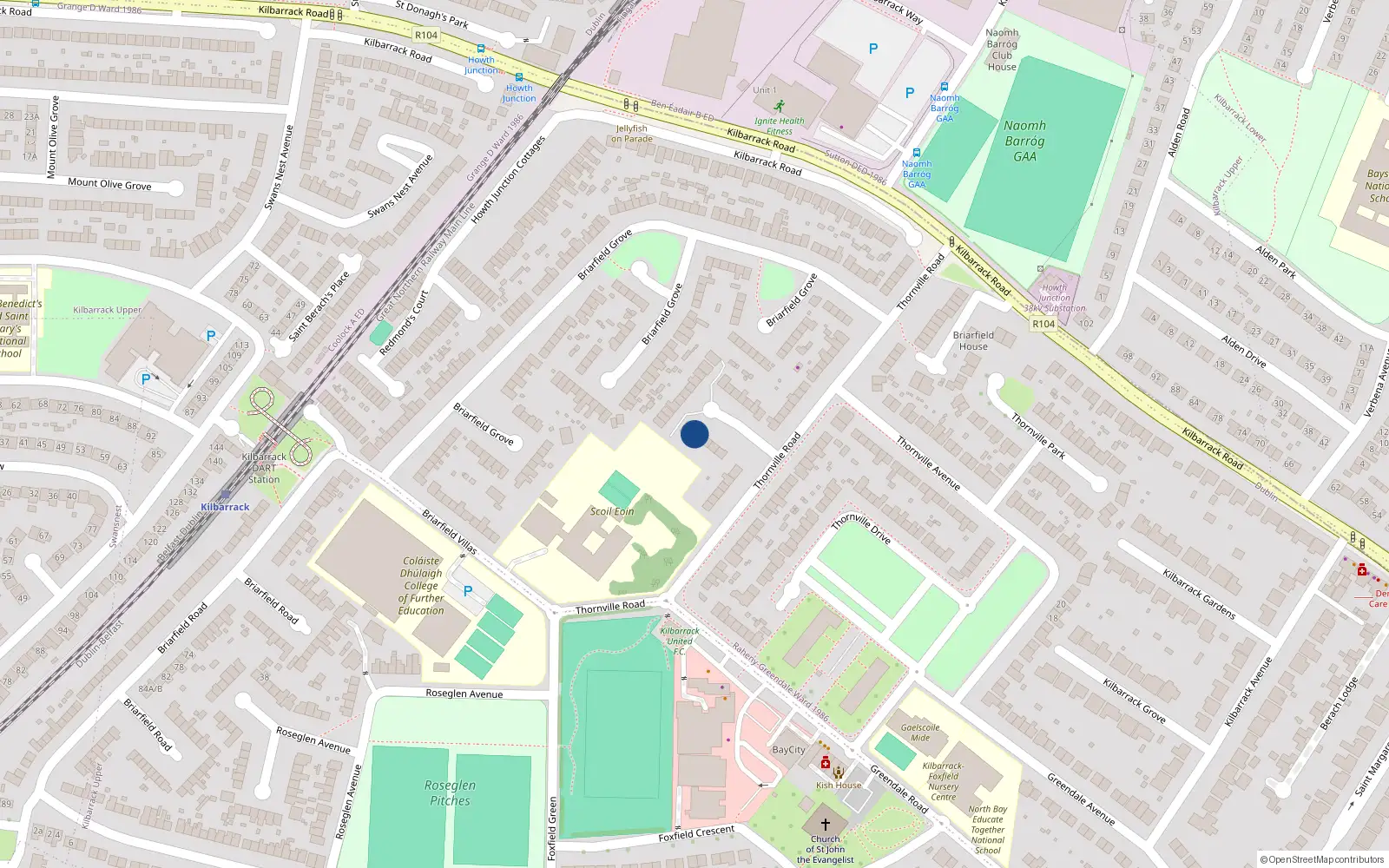 Overhead map showing the location of 21 Thornville Road, Dublin 5