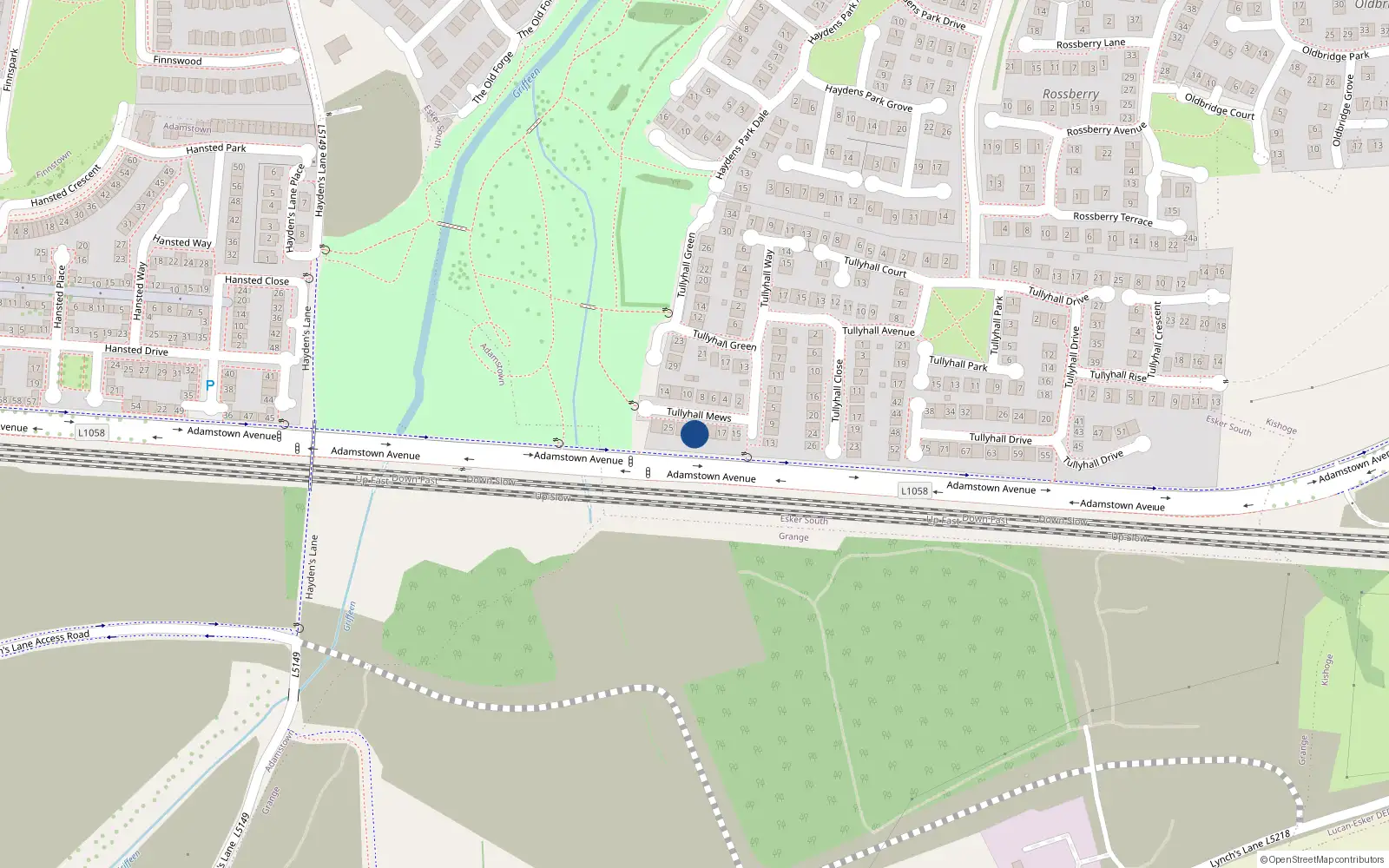 Overhead map showing the location of 21 Tullyhall Mews, Lucan