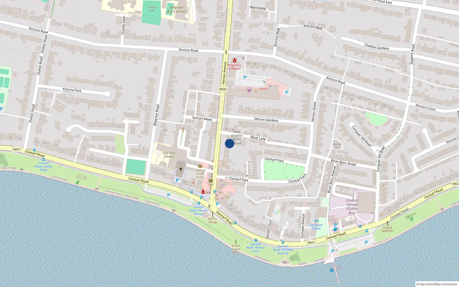 Overhead map showing the location of 21, 21 Vernon Avenue, Dublin 3