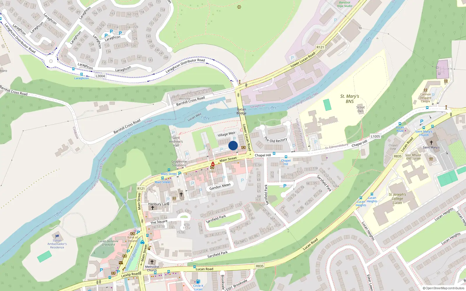 Overhead map showing the location of 21 Village Weir, Main Street, Lucan