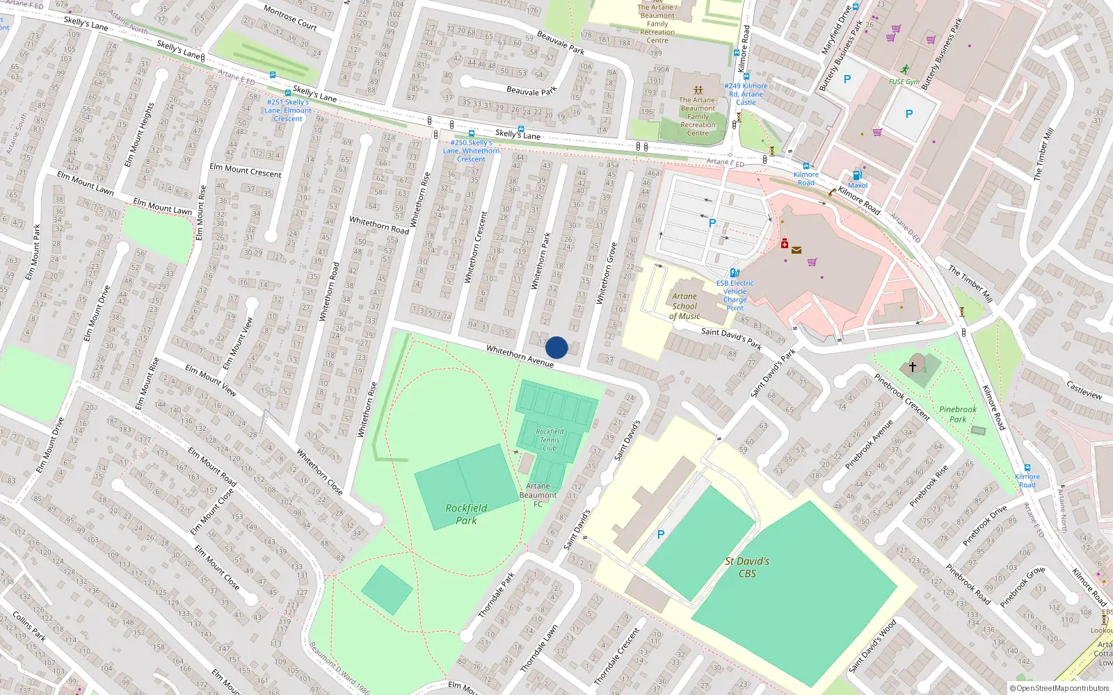 Overhead map showing the location of 21 Whitethorn Avenue, Artane, Dublin 5