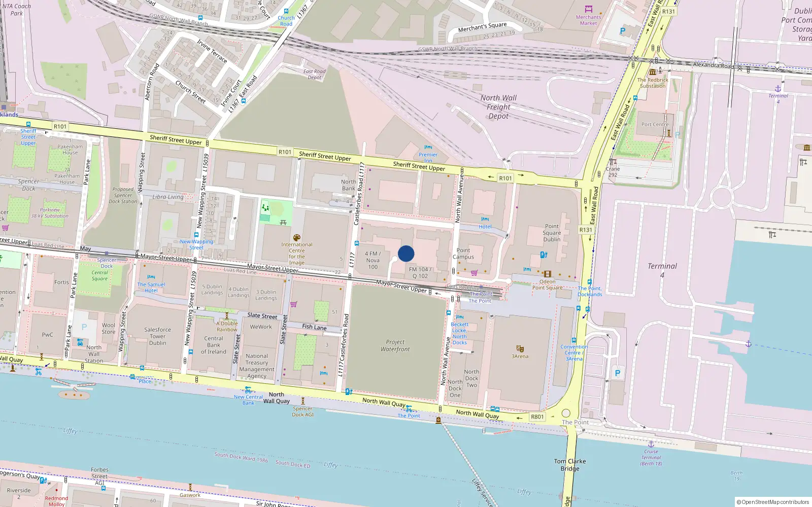 Overhead map showing the location of 210 Castleforbes Square, Castleforbes Road, Dublin 1