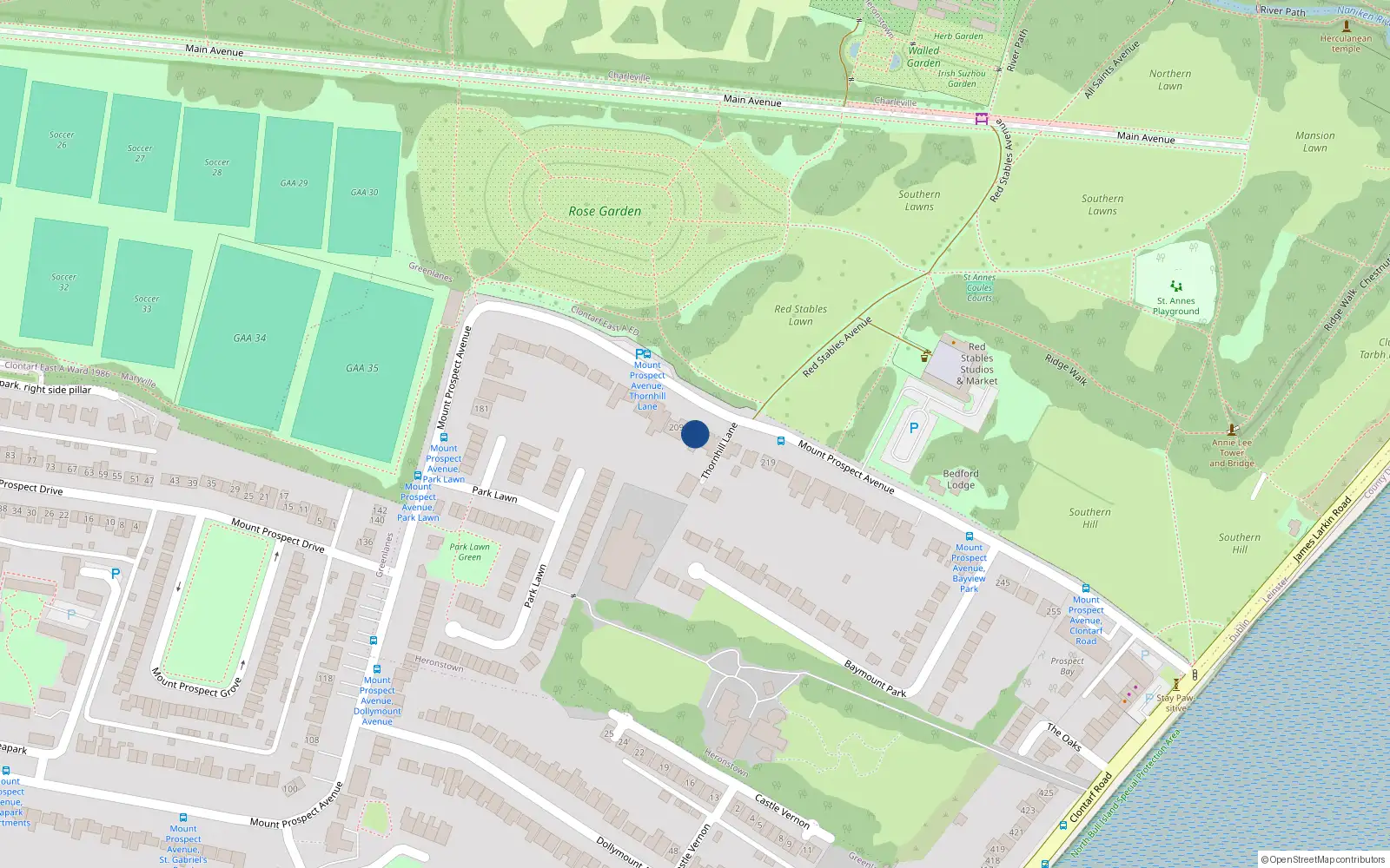Overhead map showing the location of 211 Mount Prospect Avenue, Dublin 3