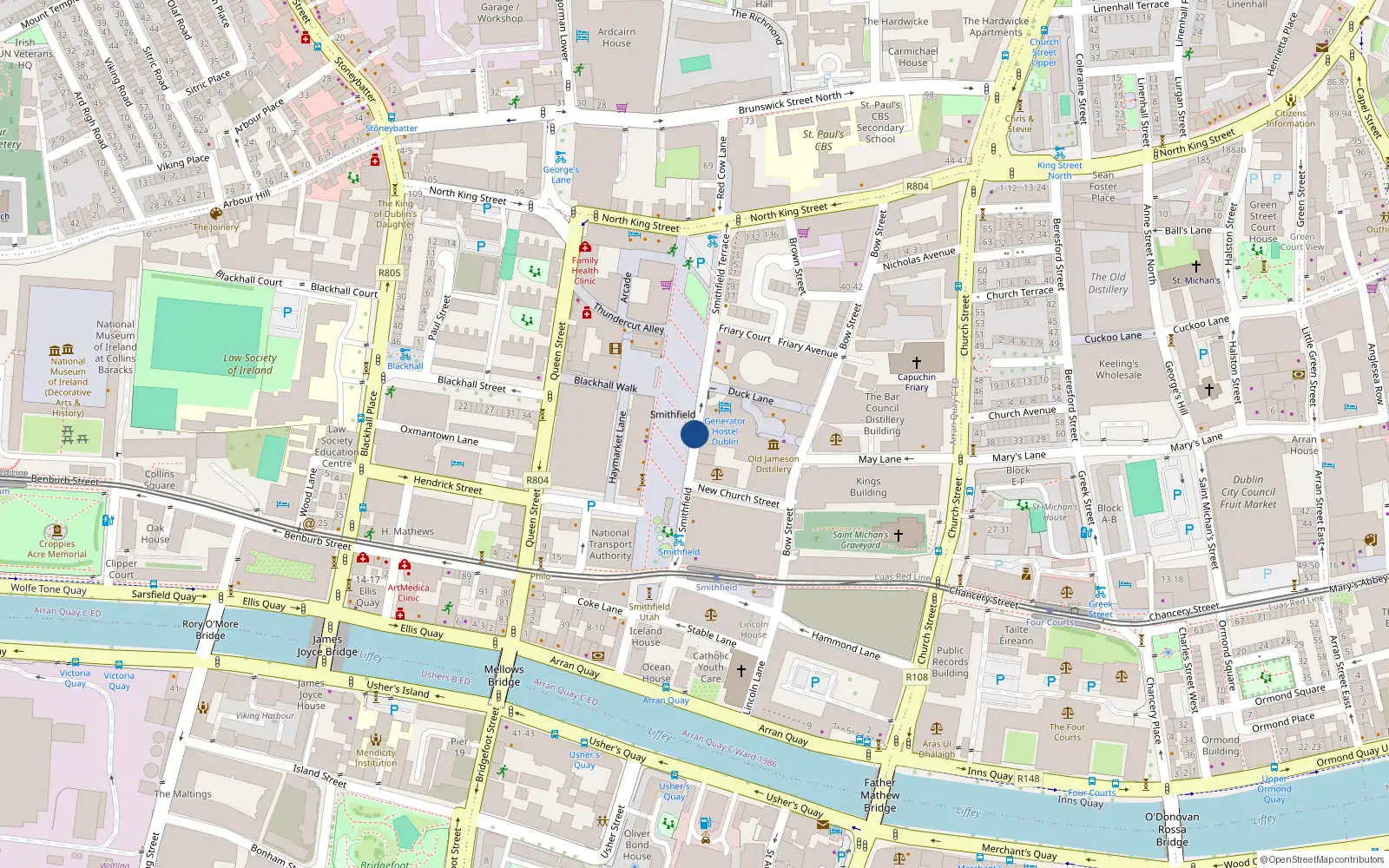 Overhead map showing the location of 211 Smithfield, Dublin