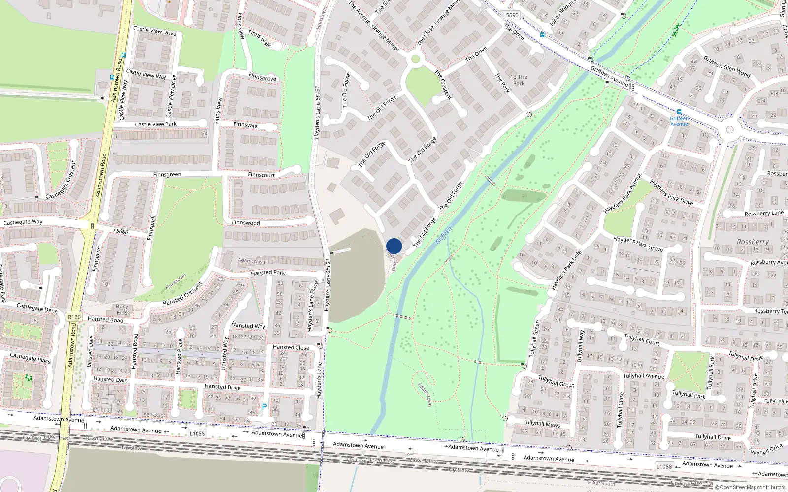 Overhead map showing the location of 21A The Old Forge, Lucan