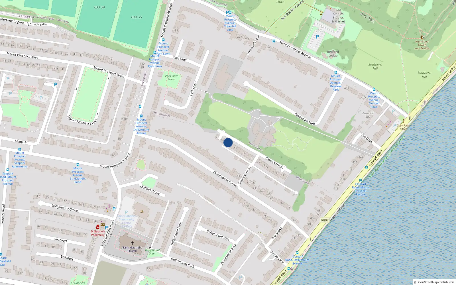 Overhead map showing the location of 22 Castle Vernon, Dublin 3