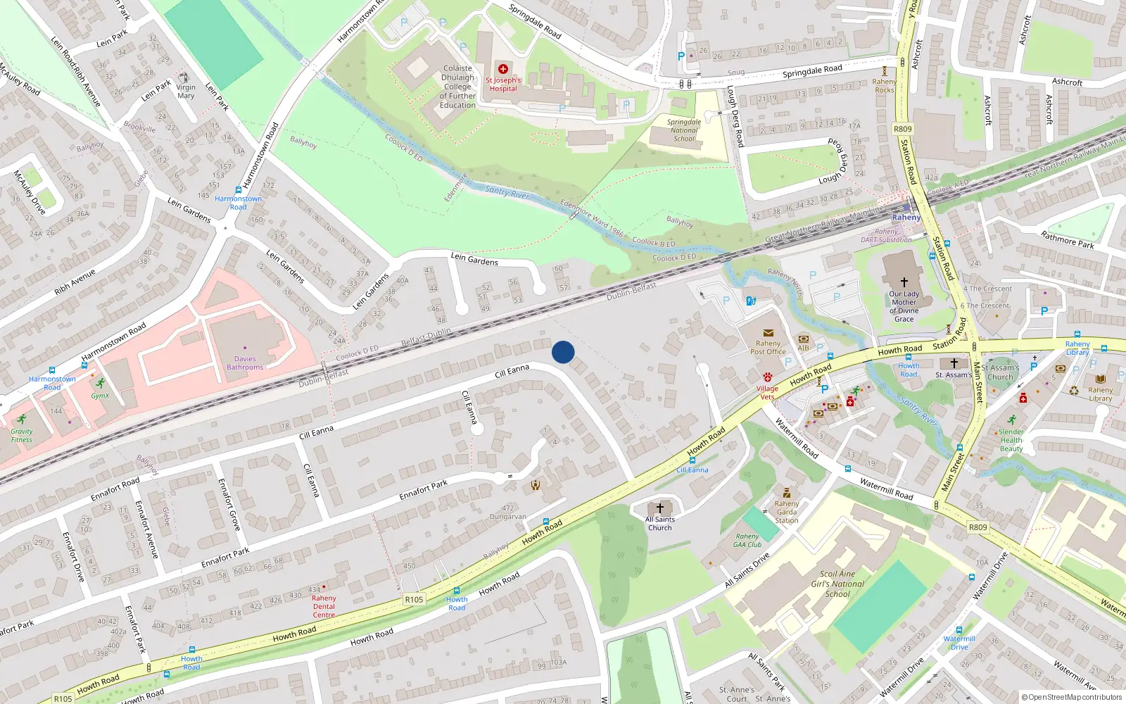Overhead map showing the location of 22 Cill Eanna, Dublin 5