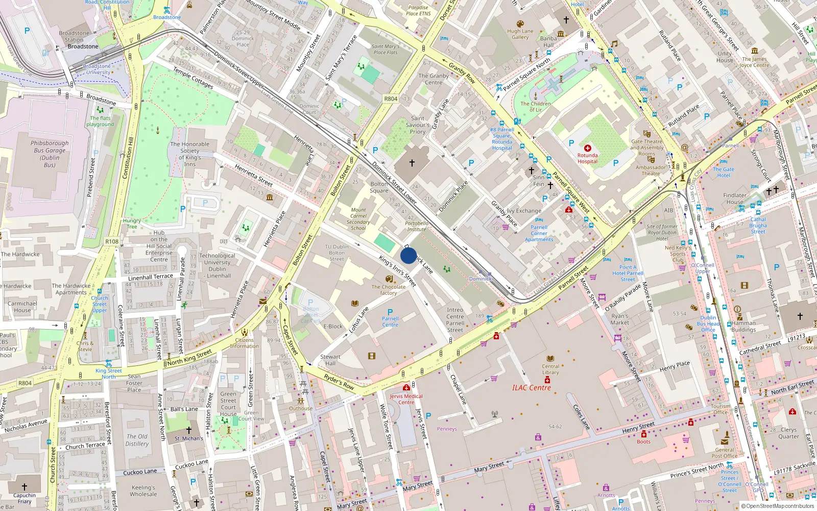 Overhead map showing the location of 22 College Court, Kings Inn Street, Dublin 1