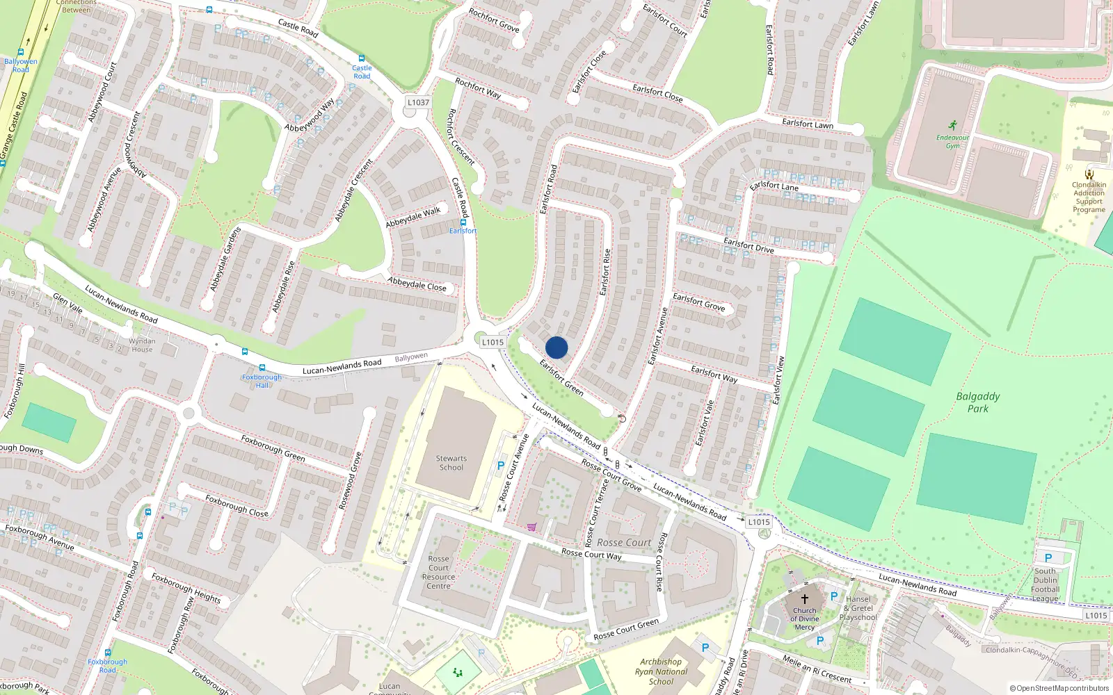 Overhead map showing the location of 22 Earlsfort Green, Lucan
