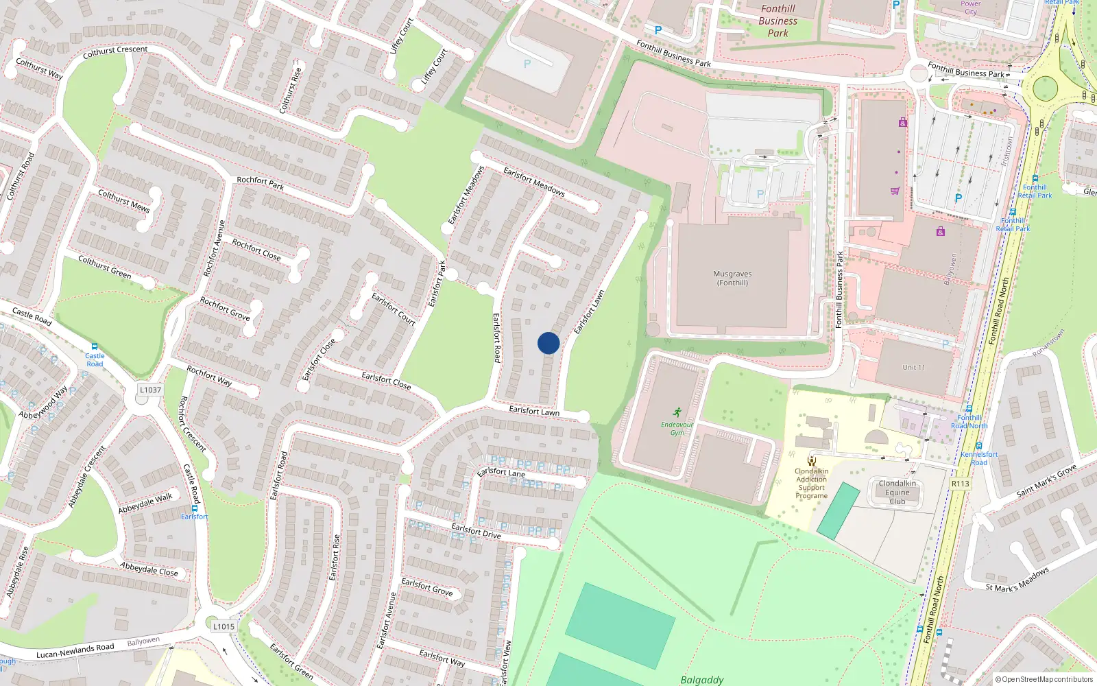 Overhead map showing the location of 22 Earlsfort Lawn, Lucan, Dublin