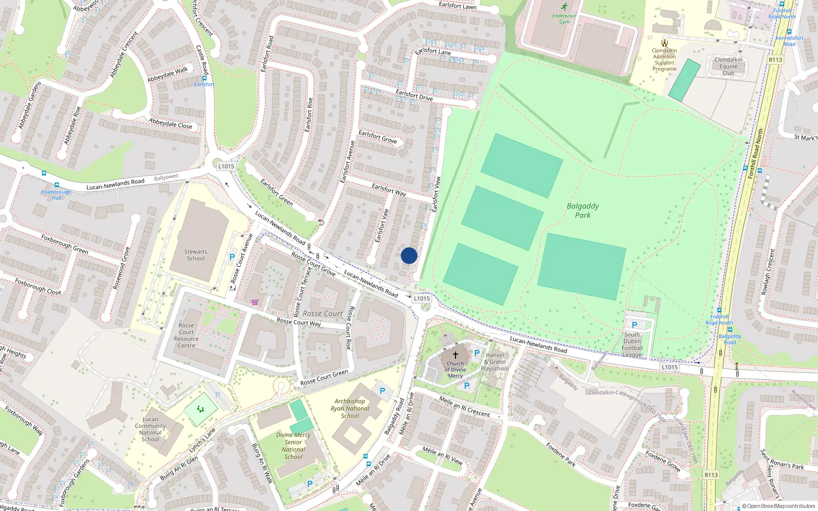 Overhead map showing the location of 22 Earlsfort View, Lucan, Dublin