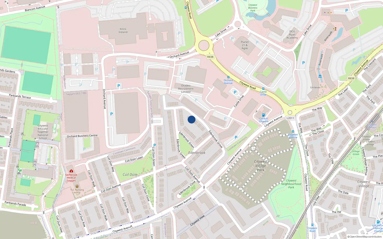 Overhead map showing the location of 22 Edenbrook Grove, Citywest