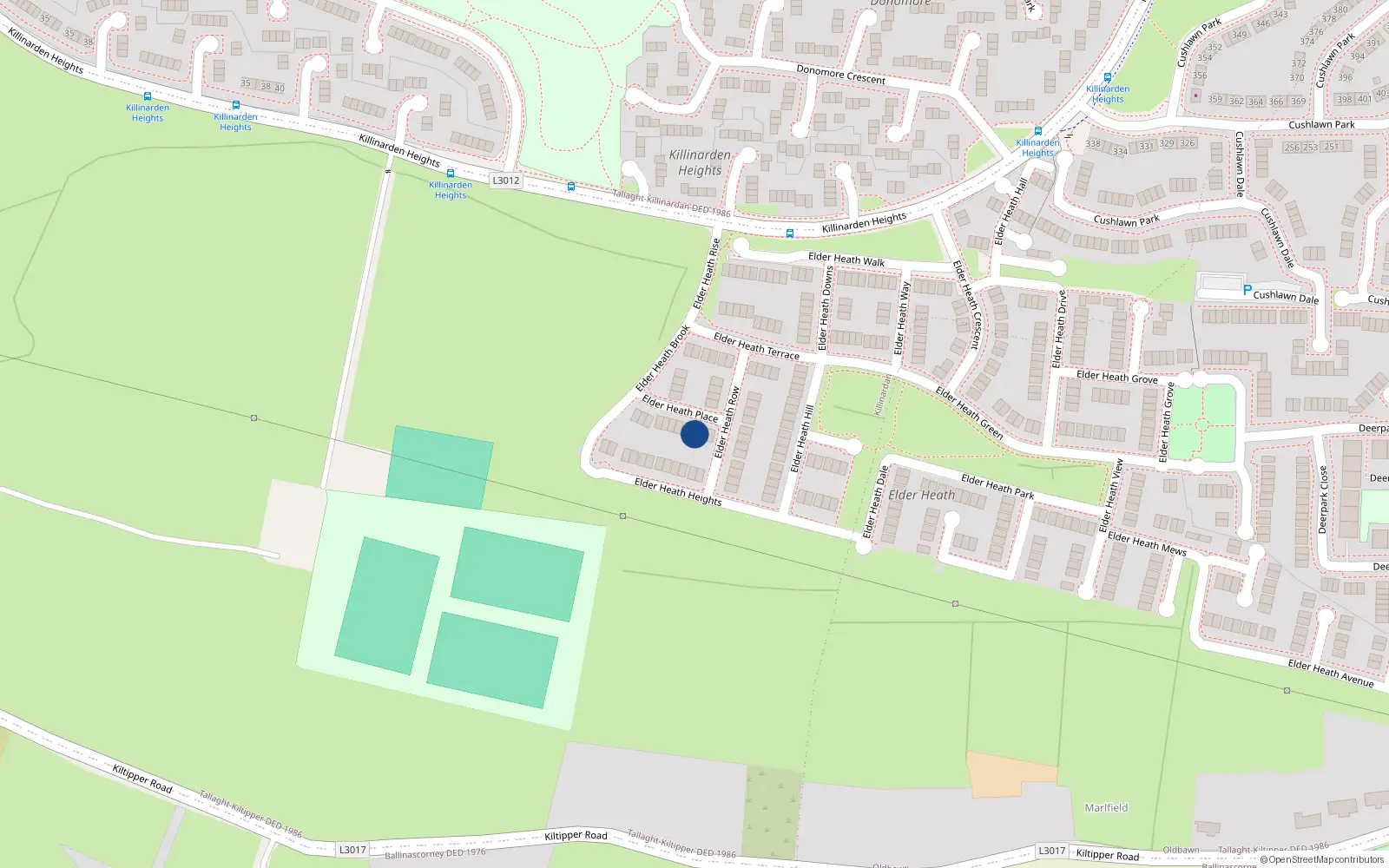 Overhead map showing the location of 22 Elder Park Place, Killinardan