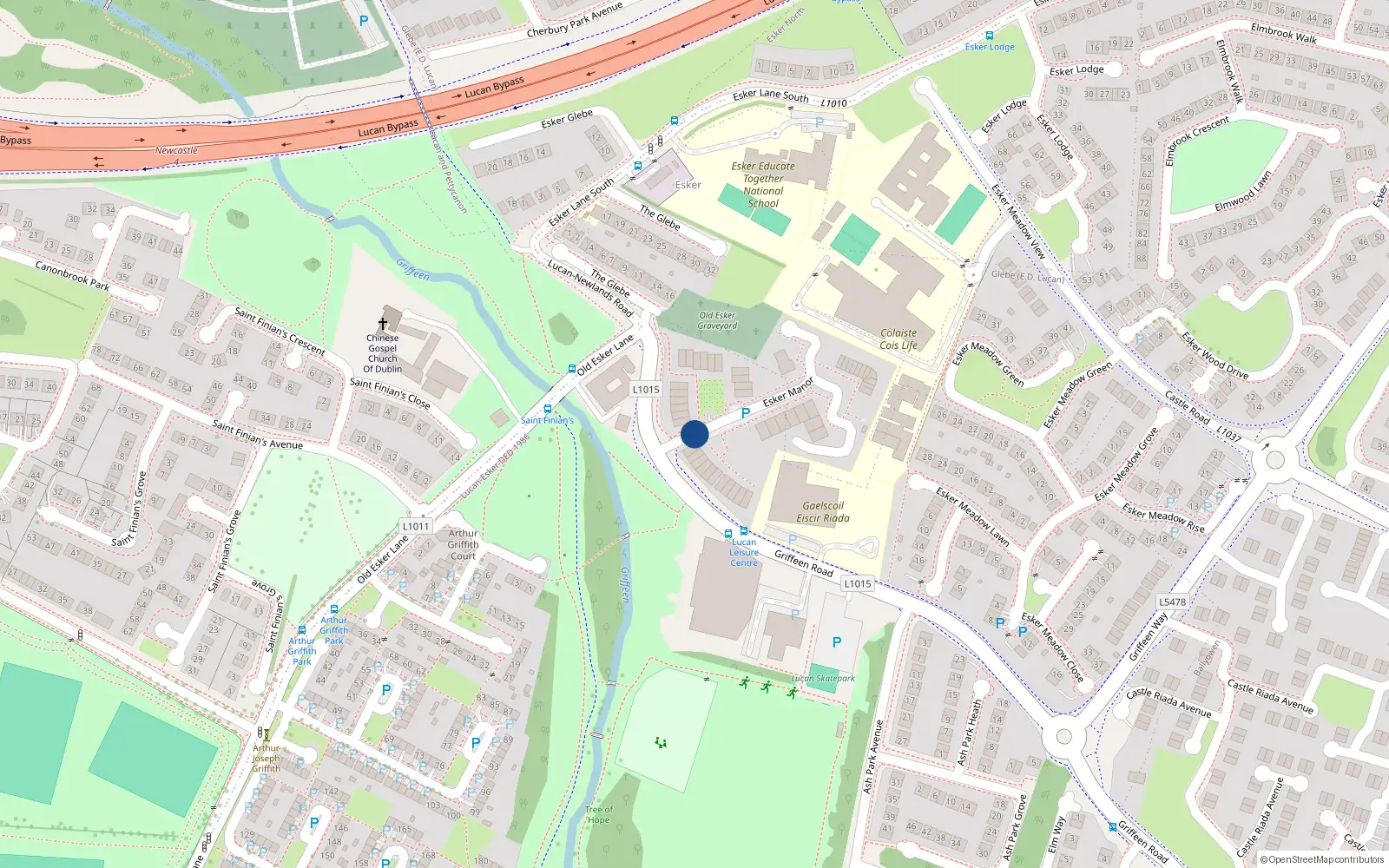 Overhead map showing the location of 22 Esker Manor, Lucan