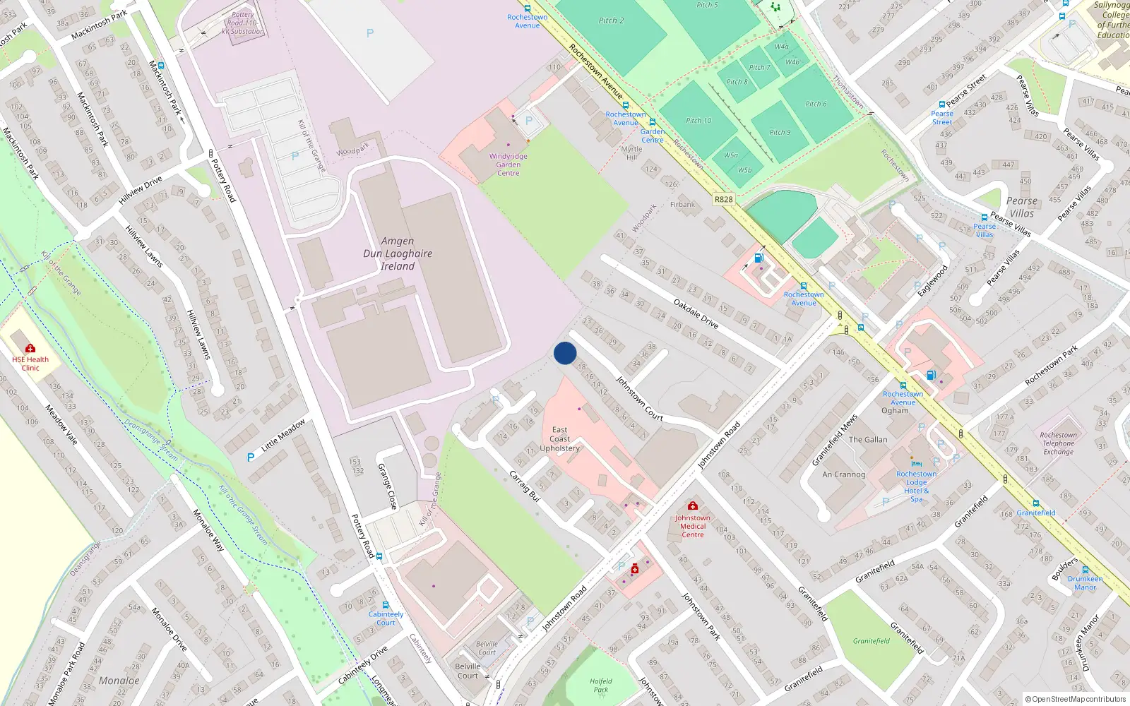 Overhead map showing the location of 22 Johnstown Court, Dun Laoghaire, Co Dublin