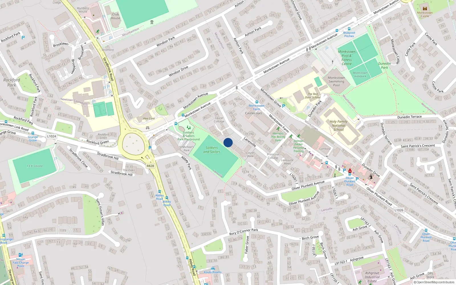 Overhead map showing the location of 22 Laurel Bank, Lanesville, Monkstown