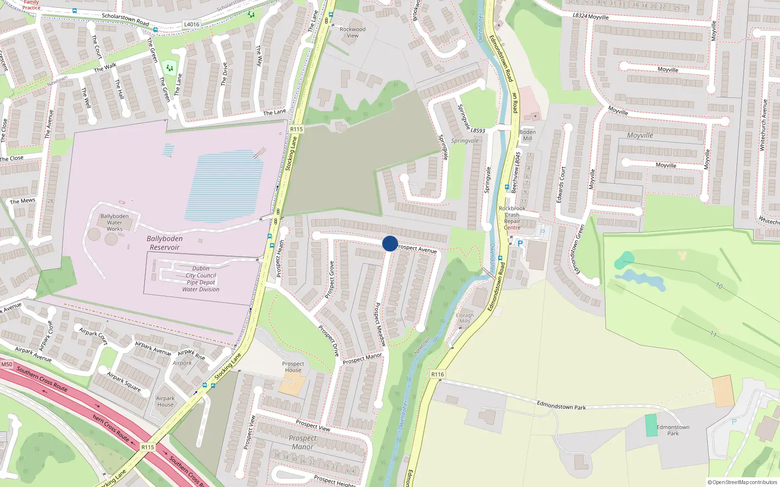 Overhead map showing the location of 22 Prospect Avenue, Clontarf
