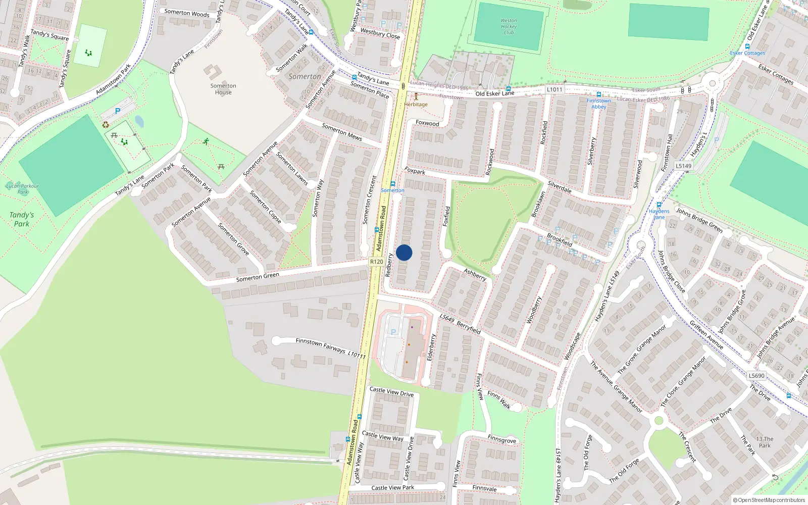 Overhead map showing the location of 22 Redberry, Lucan