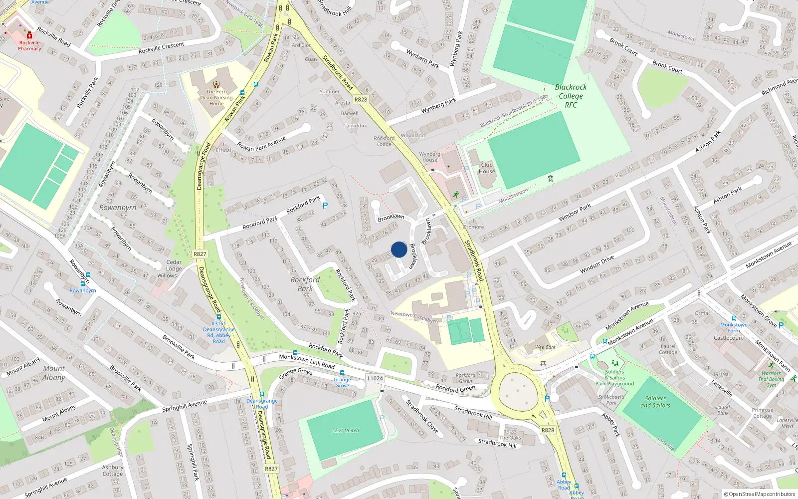 Overhead map showing the location of 22 Rockford Manor, Dublin