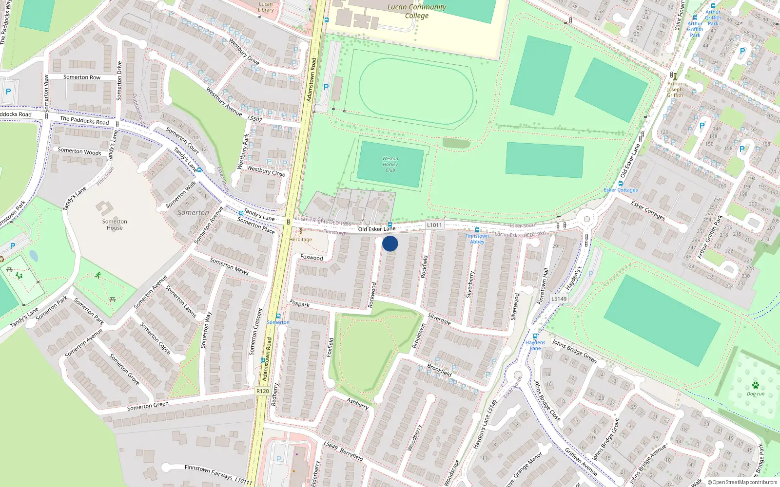 Overhead map showing the location of 22 Rockwood, Finnstown Abbey, Lucan