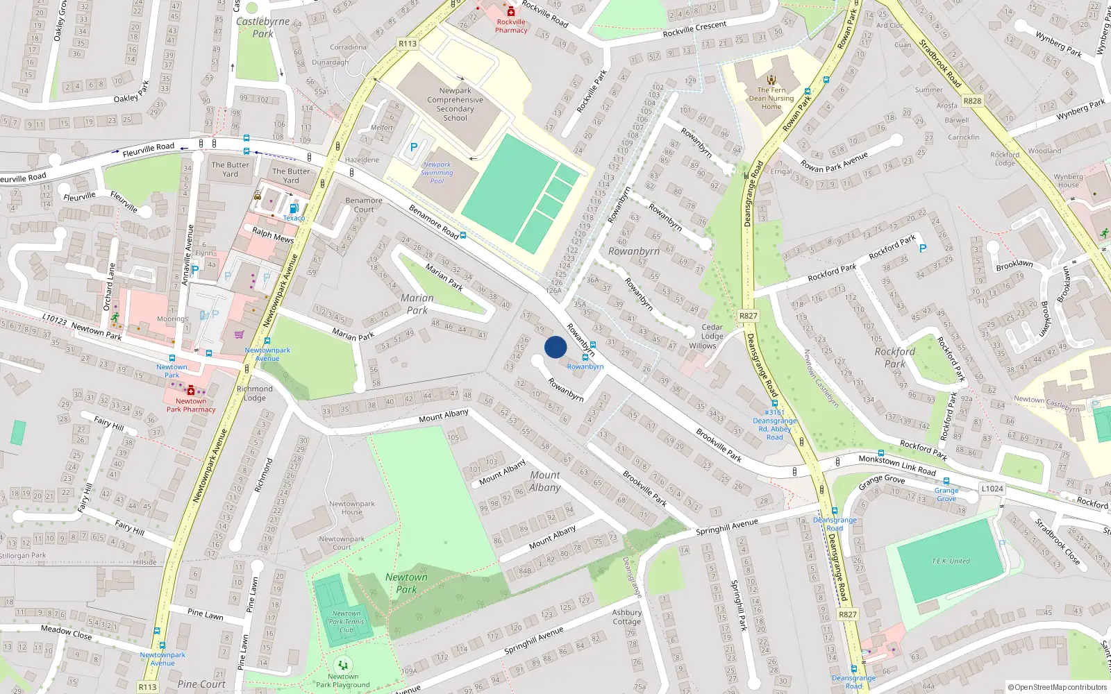 Overhead map showing the location of 22 Rowanbyrn, Blackrock, Dublin
